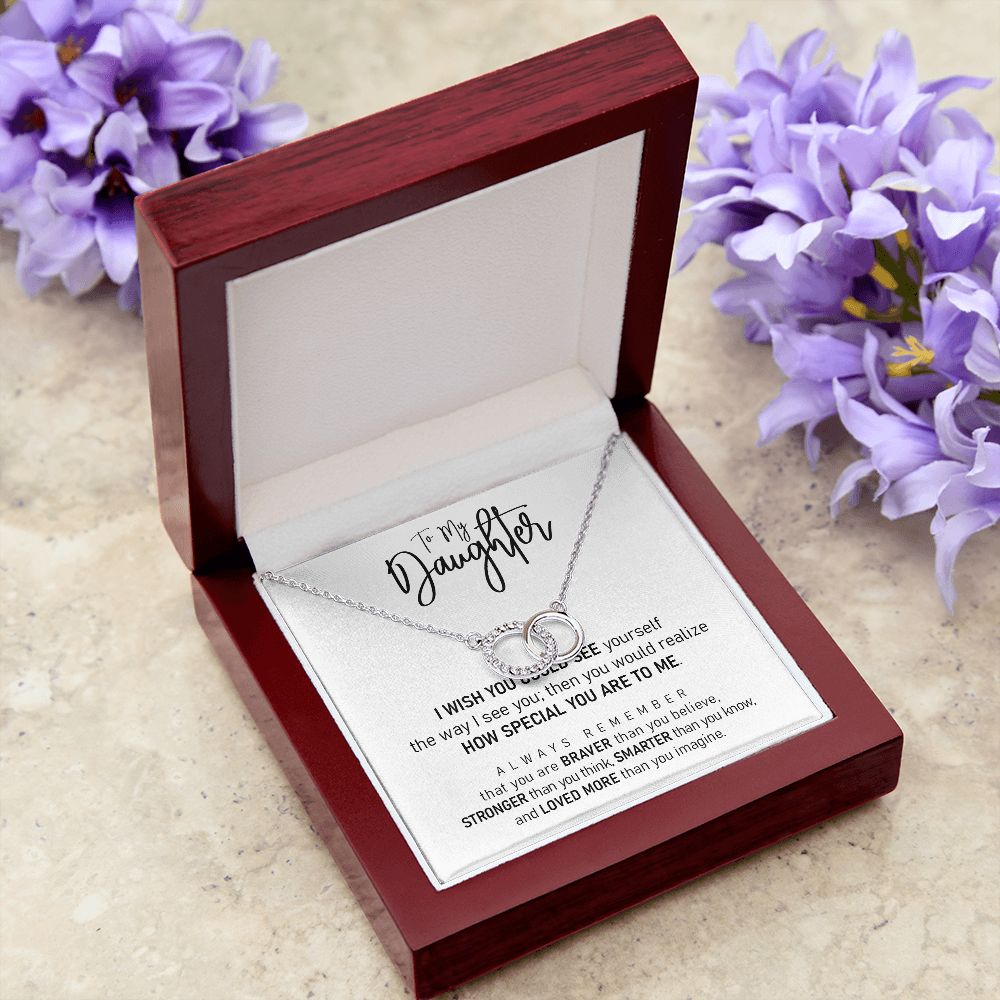 Daughter Braver Stronger Smarter Interlocking Circles Necklace - Image 3