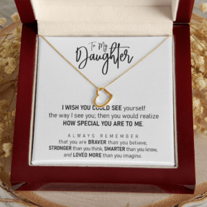 Daughter Braver Stronger Smarter Sterling Silver Delicate Heart Necklace
