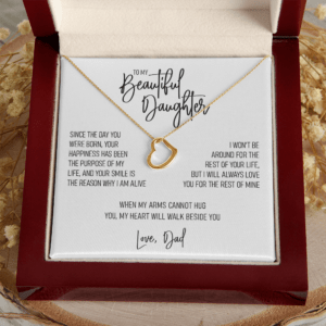 Daughter Gift from Dad Heart Walk Beside You Sterling Silver Heart Necklace