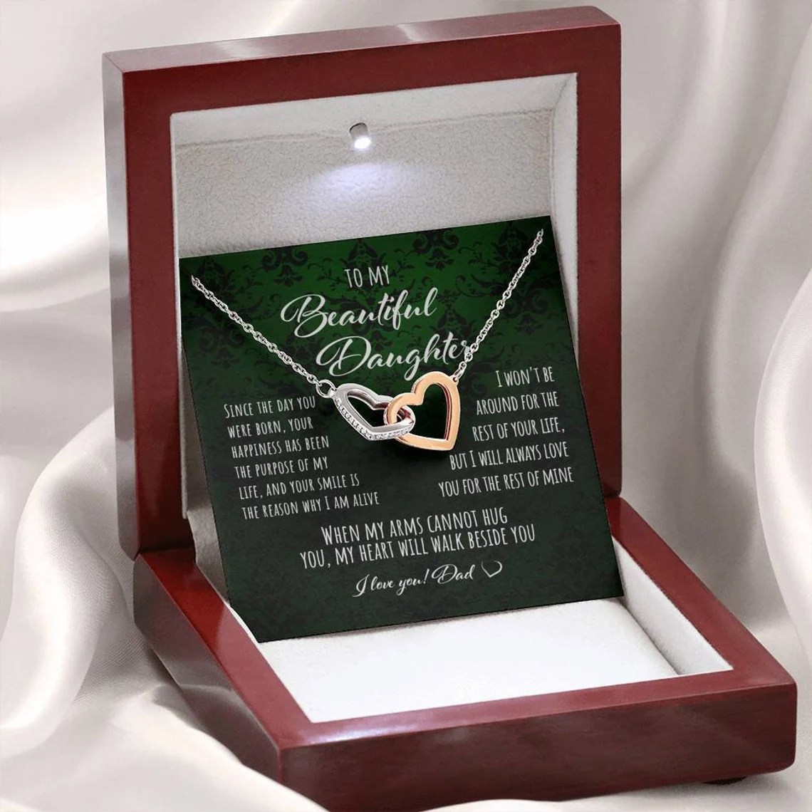 Interlocking hearts necklace in a luxury box
