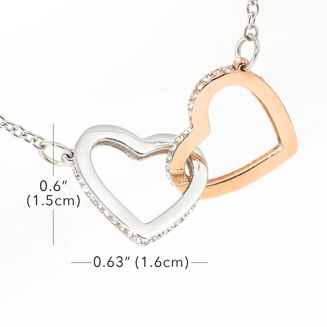 Interlocking hearts necklace size chart