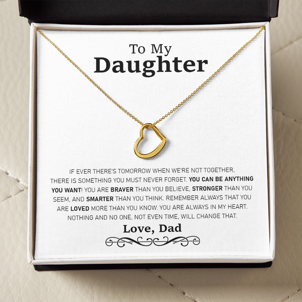 from Dad to Daughter If Ever Tomorrow Sterling Silver Delicate Heart Necklace - Image 6