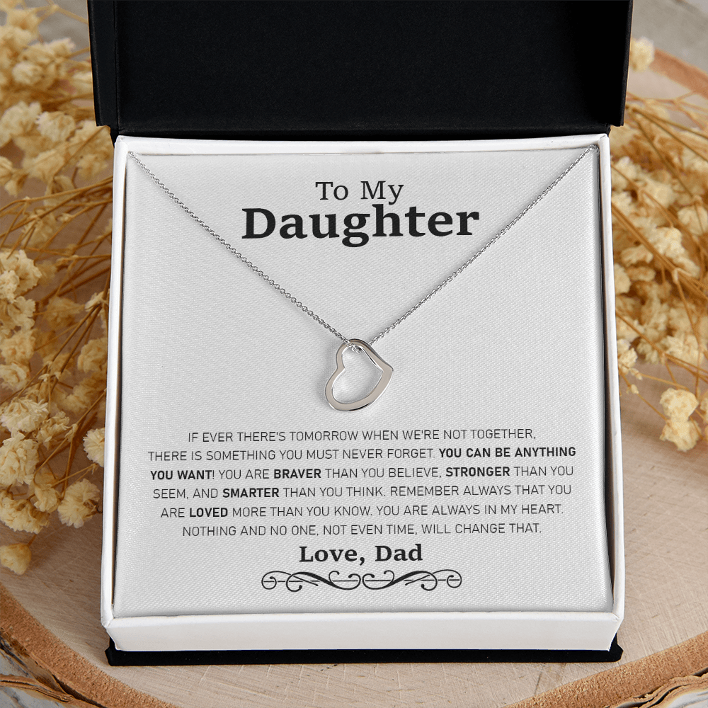 from Dad to Daughter If Ever Tomorrow Sterling Silver Delicate Heart Necklace - Image 8